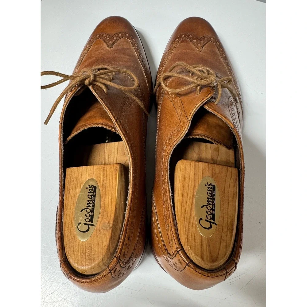 Cole Haan Mens British Tan Leather Wingtip Oxford Dress Shoes Nike Air 11.5